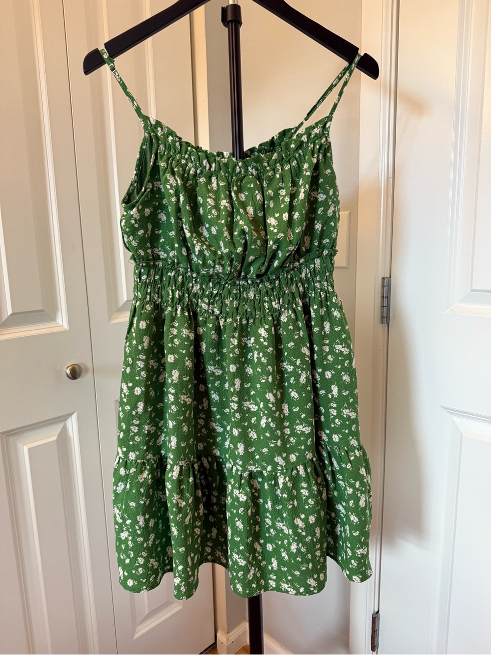Lulu's Green Floral Babydoll Midi Dress